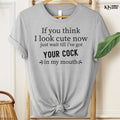 Gray t-shirt with black text on a hanger, brand 'Kinky Kove' visible