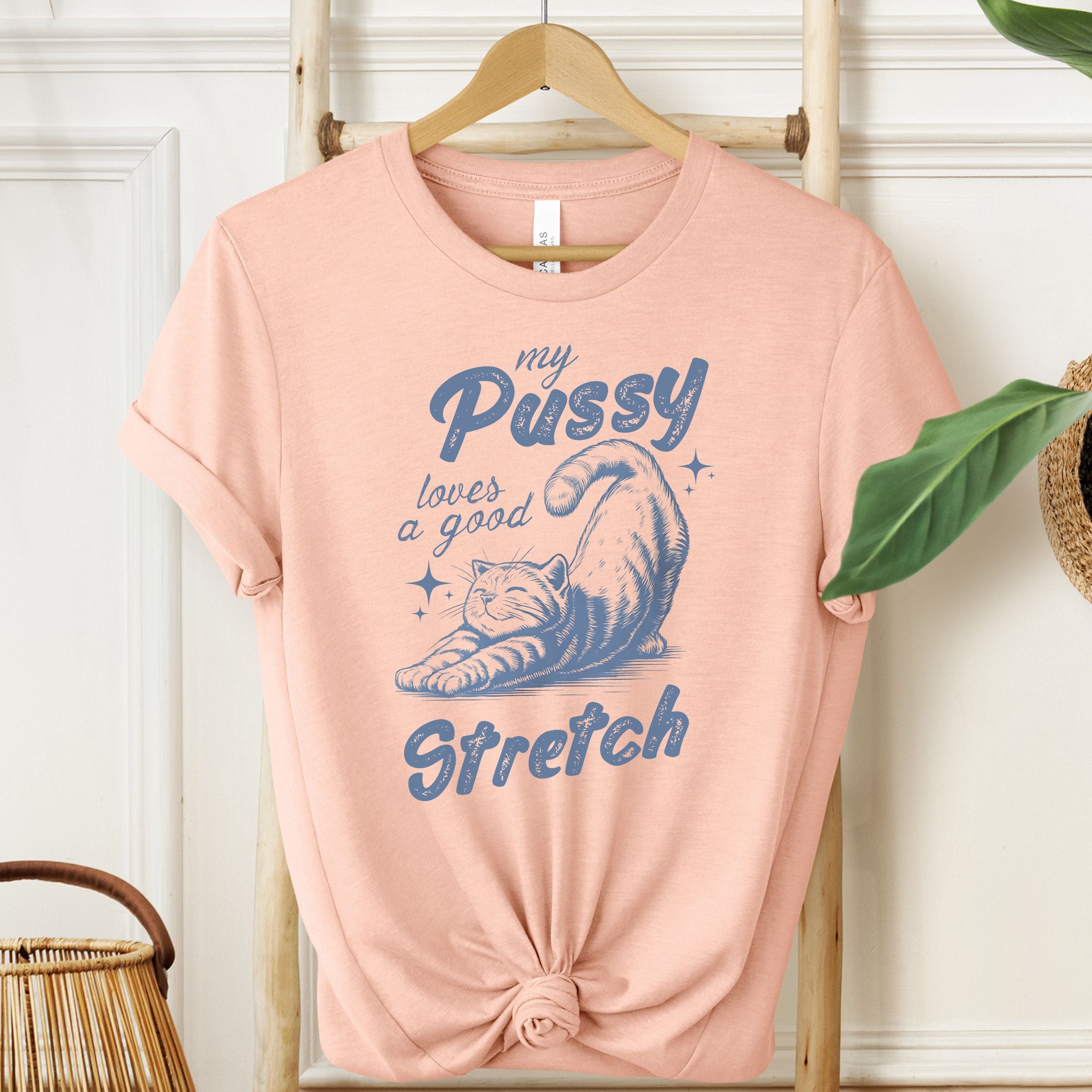 My Pussy Loves A Good Stretch Graphic Tee | Funny Adult T-Shirt
