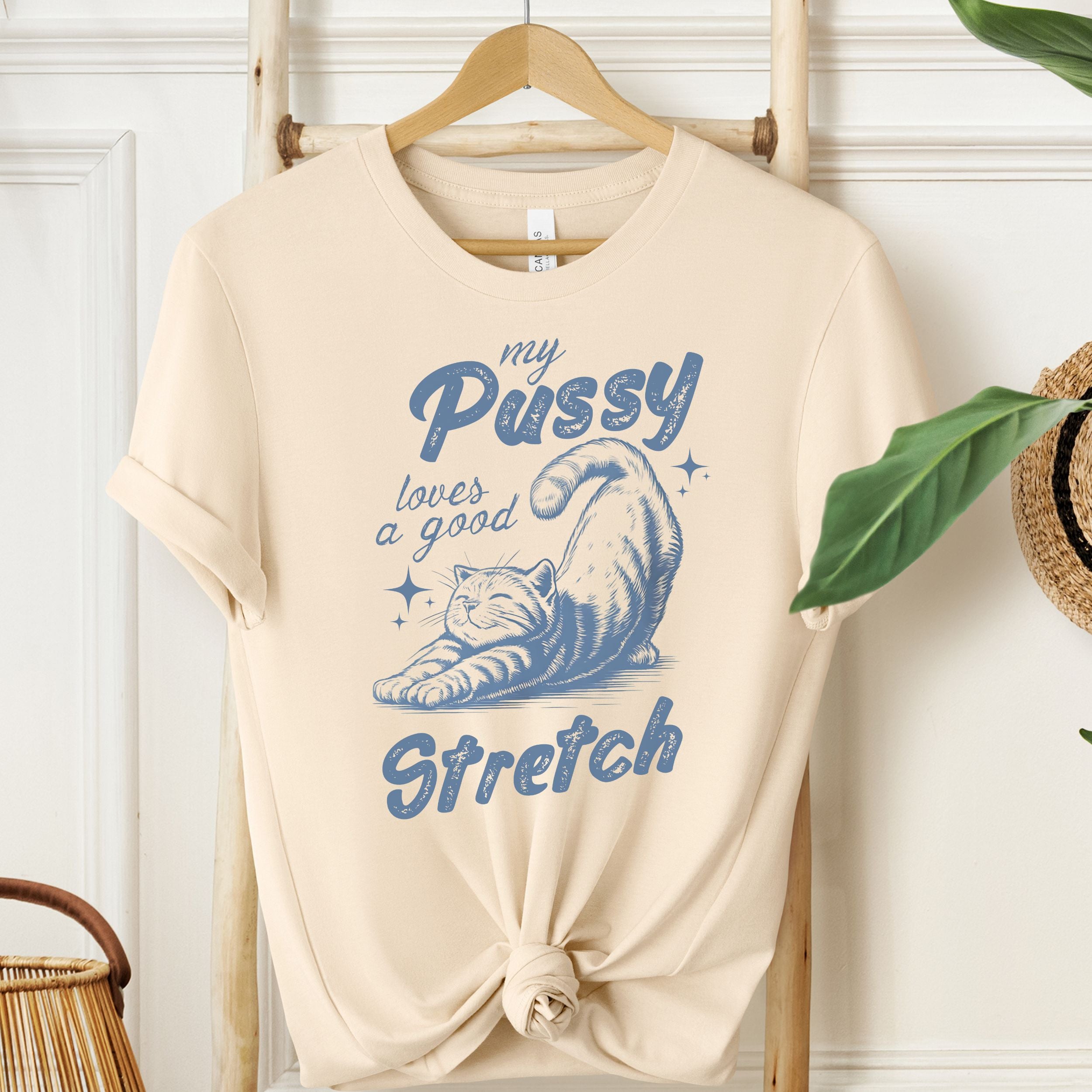 My Pussy Loves A Good Stretch Graphic Tee | Funny Adult T-Shirt