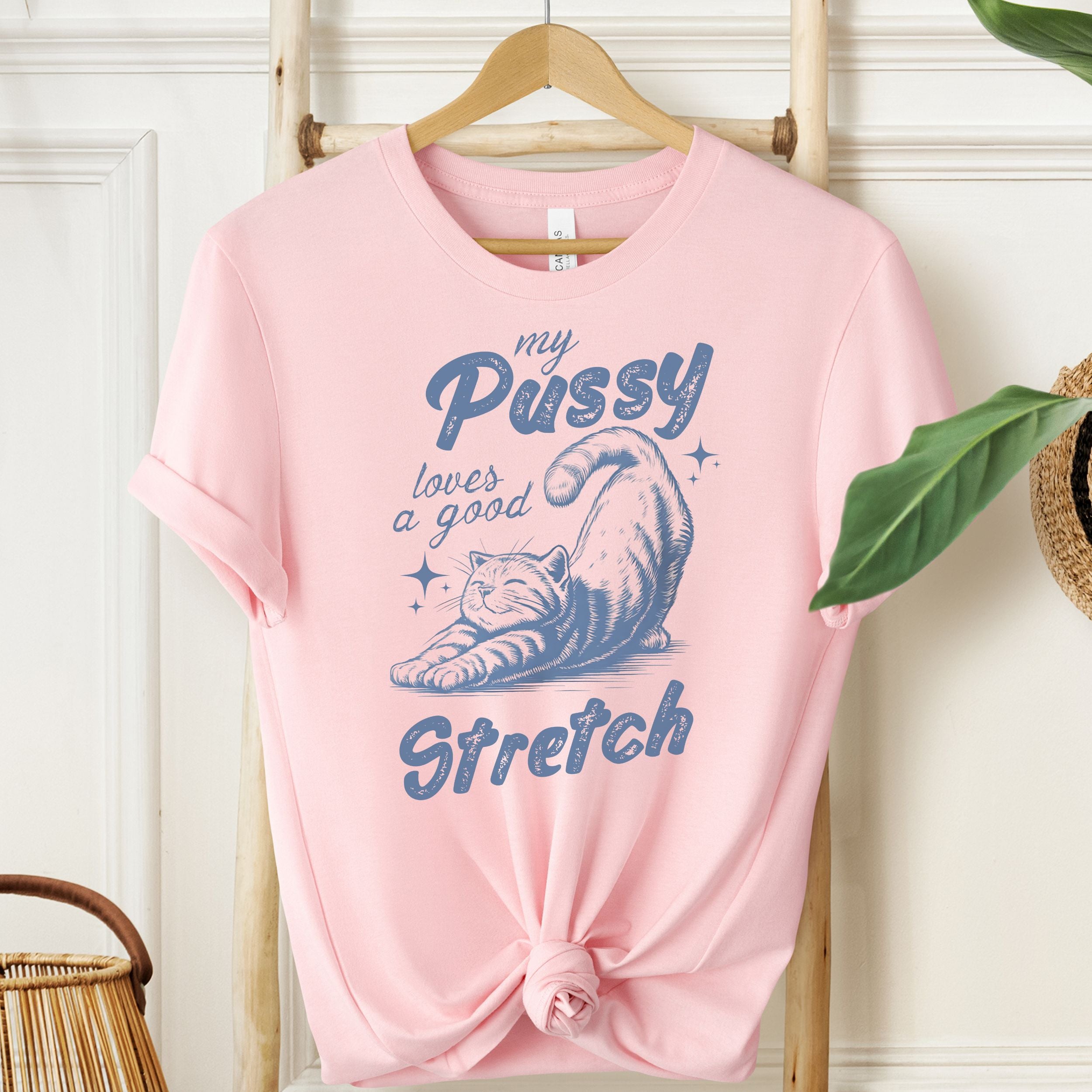 My Pussy Loves A Good Stretch Graphic Tee | Funny Adult T-Shirt
