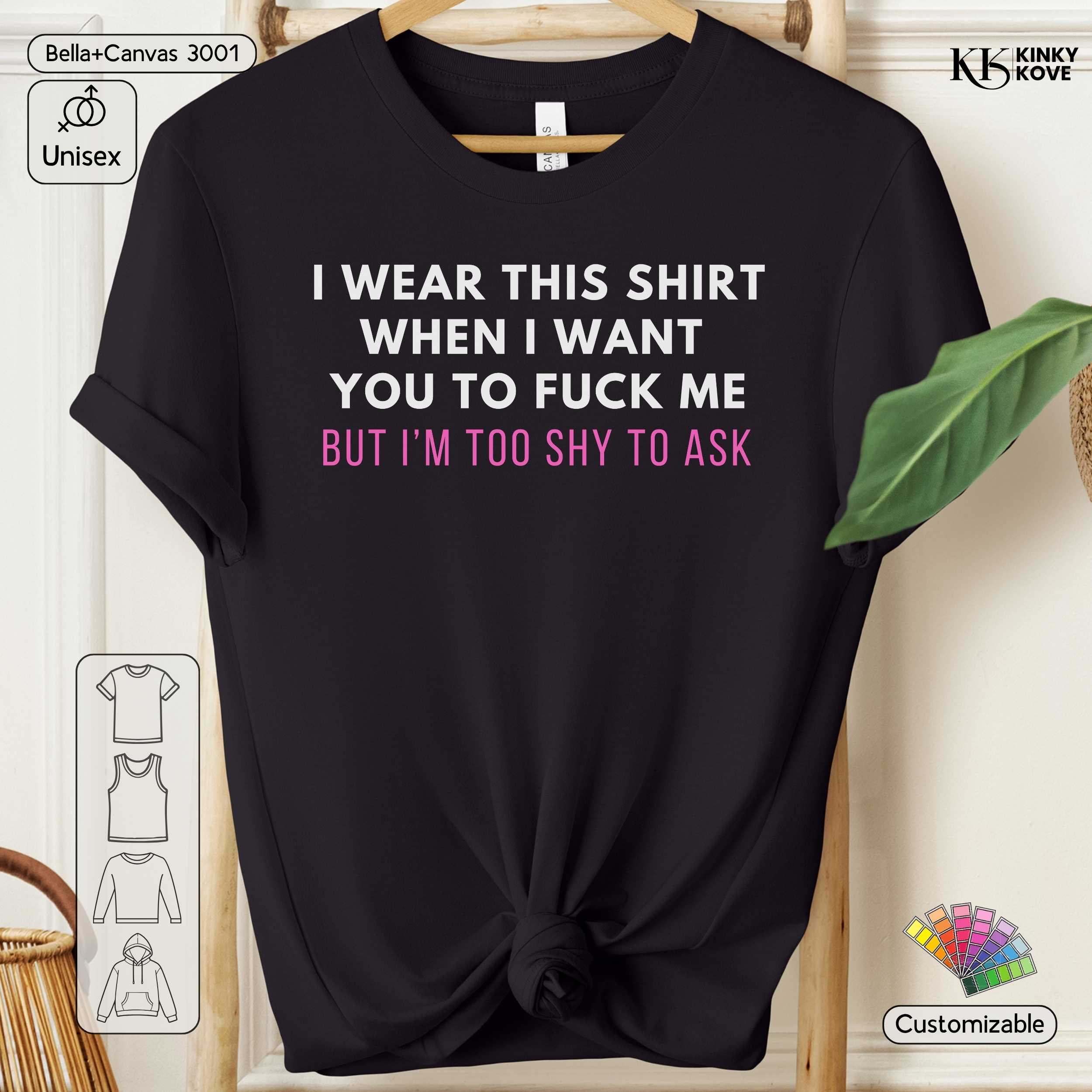 Black t-shirt with text on a hanger, Kinky Kove brand visible